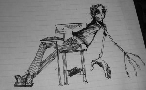 Dishongh's self portrait in his college notebook.